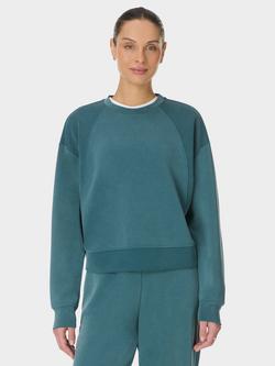Sweaty Betty Sand Wash Rib Mix Sweatshirt, Deep Green, Deep Green
