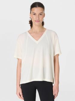 Sweaty Betty Soft Flow V-Neck Studio T-Shirt, White, White