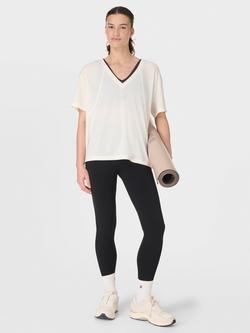 Sweaty Betty Soft Flow V-Neck Studio T-Shirt, White - view 2, White