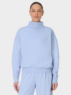Sweaty Betty Funnel Neck Revive Rib Mix Jumper, Glacier Blue, Glacier Blue