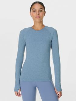 Sweaty Betty Athlete Seamless Workout Long Sleeve Top , Glacier Blue Marl, Glacier Blue Marl