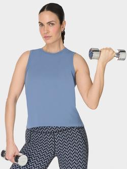 Sweaty Betty Athlete Featherweight Seamless Muscle Tank Top, Luxe Blue, Luxe Blue