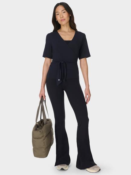 Sweaty Betty Soft Flow Studio Wrap Top, Black - view 2, Black