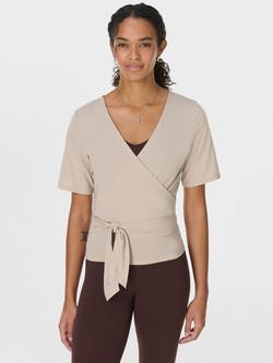 Sweaty Betty Soft Flow Studio Wrap Top, Beige, Beige