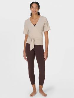 Sweaty Betty Soft Flow Studio Wrap Top, Beige - view 2, Beige