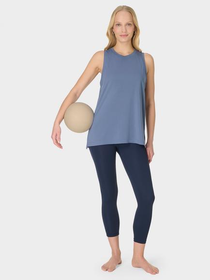 Sweaty Betty Soft Flow Studio Longline Vest Top, Blue - view 2, Blue