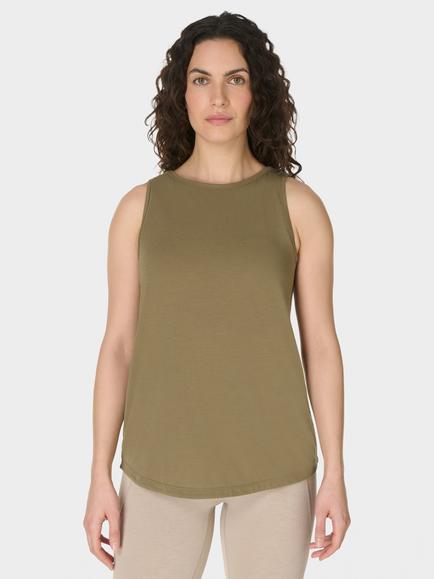 Sweaty Betty Soft Flow Studio Open Back Tank Top, Green