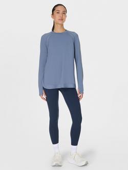 Sweaty Betty Breathe Easy Longline Long Sleeve Top, Blue, Blue