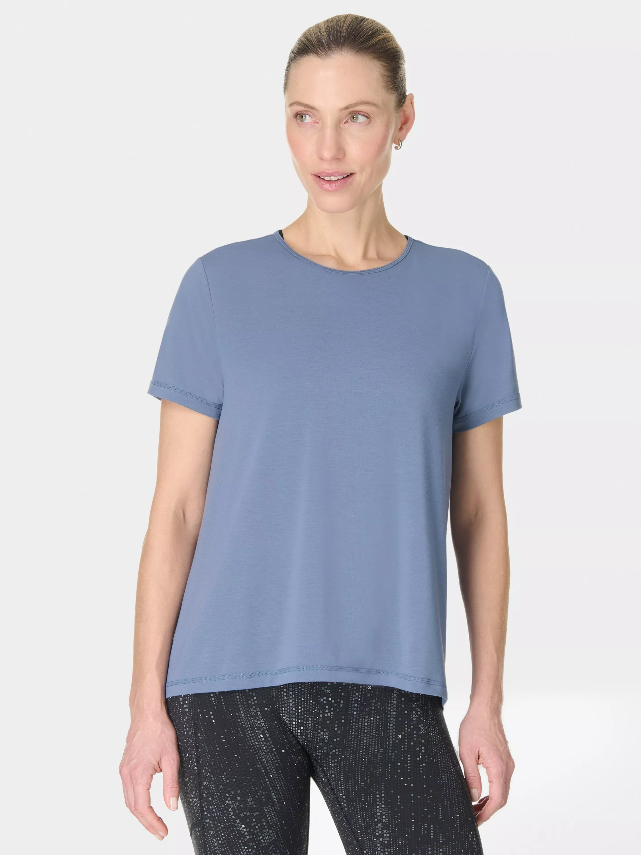 Sweaty Betty Breathe Easy Textured Pleat Back T-Shirt, Blue
