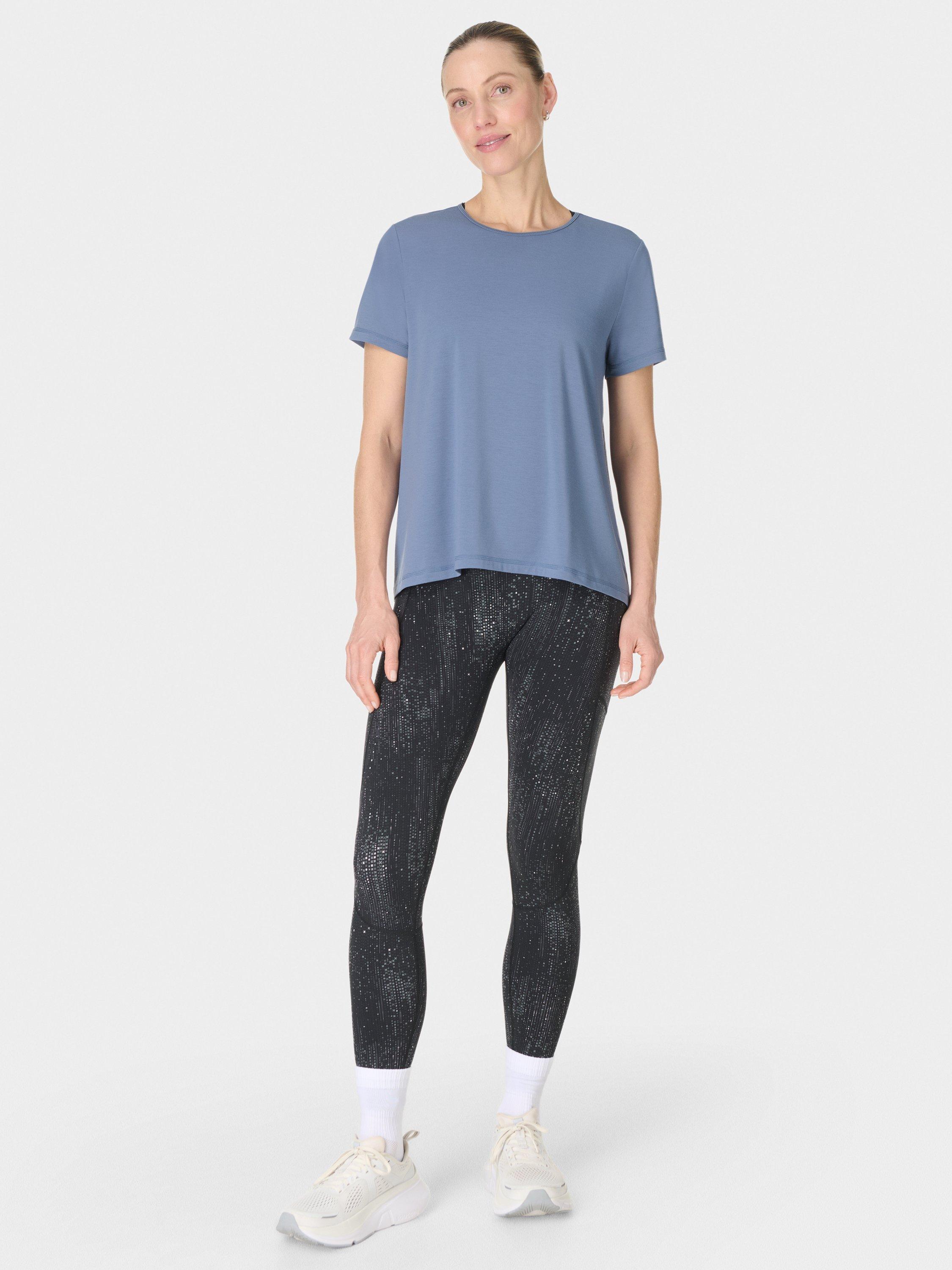 Sweaty Betty Breathe Easy Textured Pleat Back T-Shirt, Blue