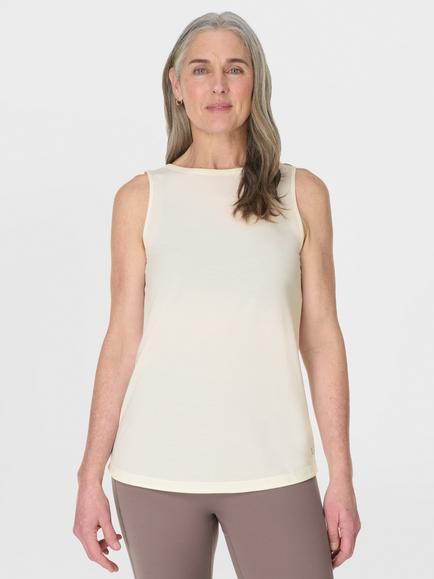Sweaty Betty Soft Flow Studio Open Back Tank Top, White