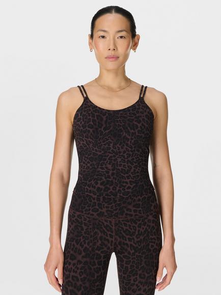 Sweaty Betty Ultimate Studio Strappy Tank Top, Brown Leopard Skin Print, Brown Leopard Skin Print