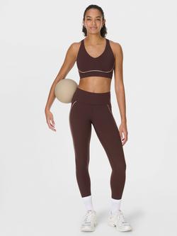 Sweaty Betty Power Pulse Contrast Stitch Sports Bra, Brown - view 2, Brown