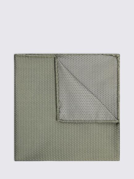 Moss Silk Semi-Plain Pocket Square, Sage