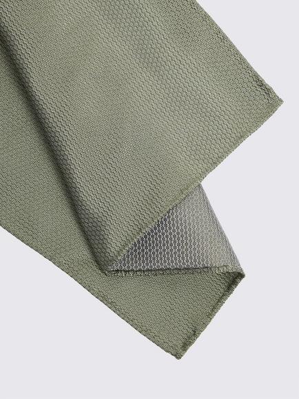 Moss Silk Semi-Plain Pocket Square - view 2, Sage