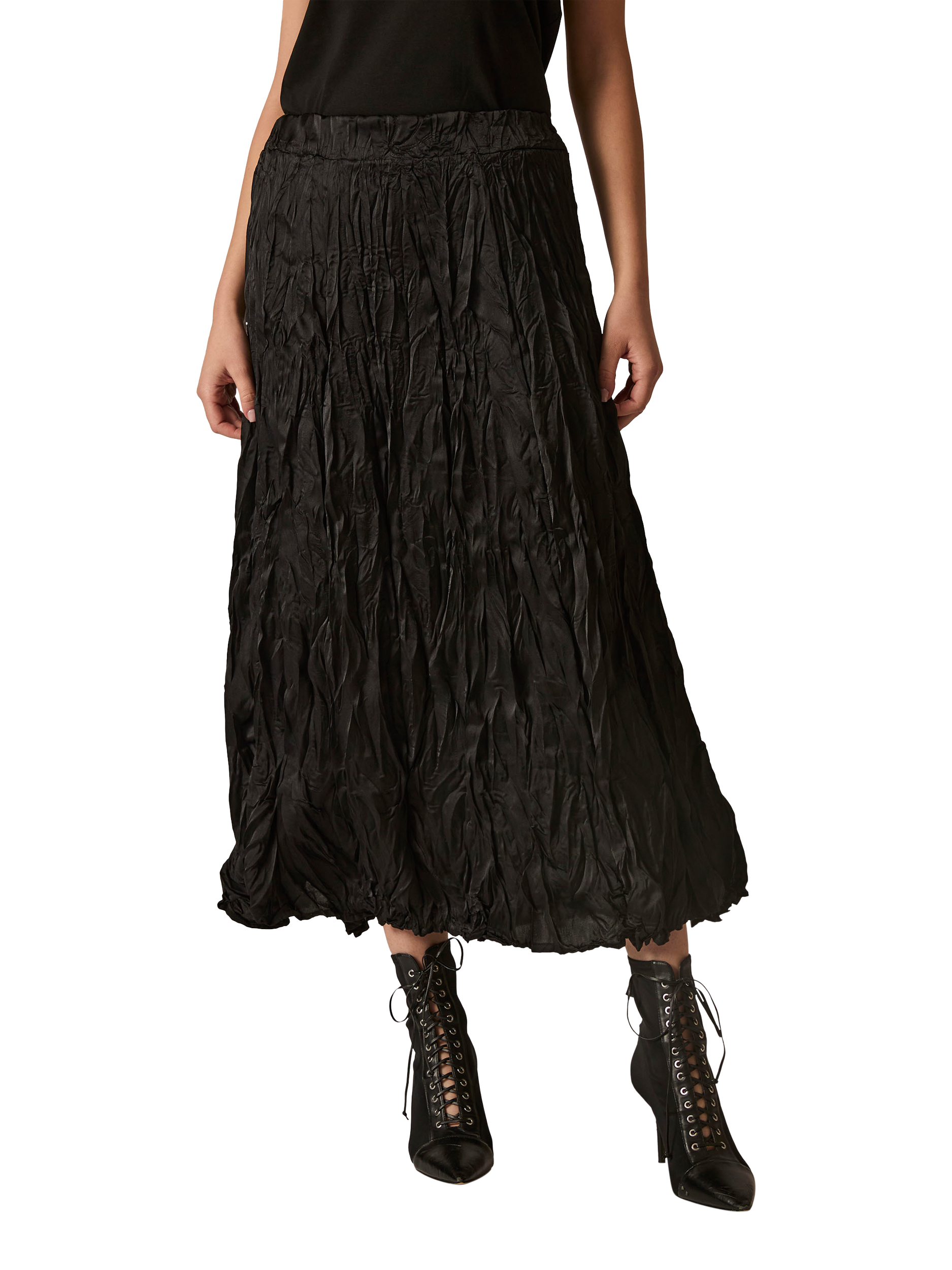 Product image 3 of 5, which shows James Lakeland Crinkled Maxi Skirt, Black, 8