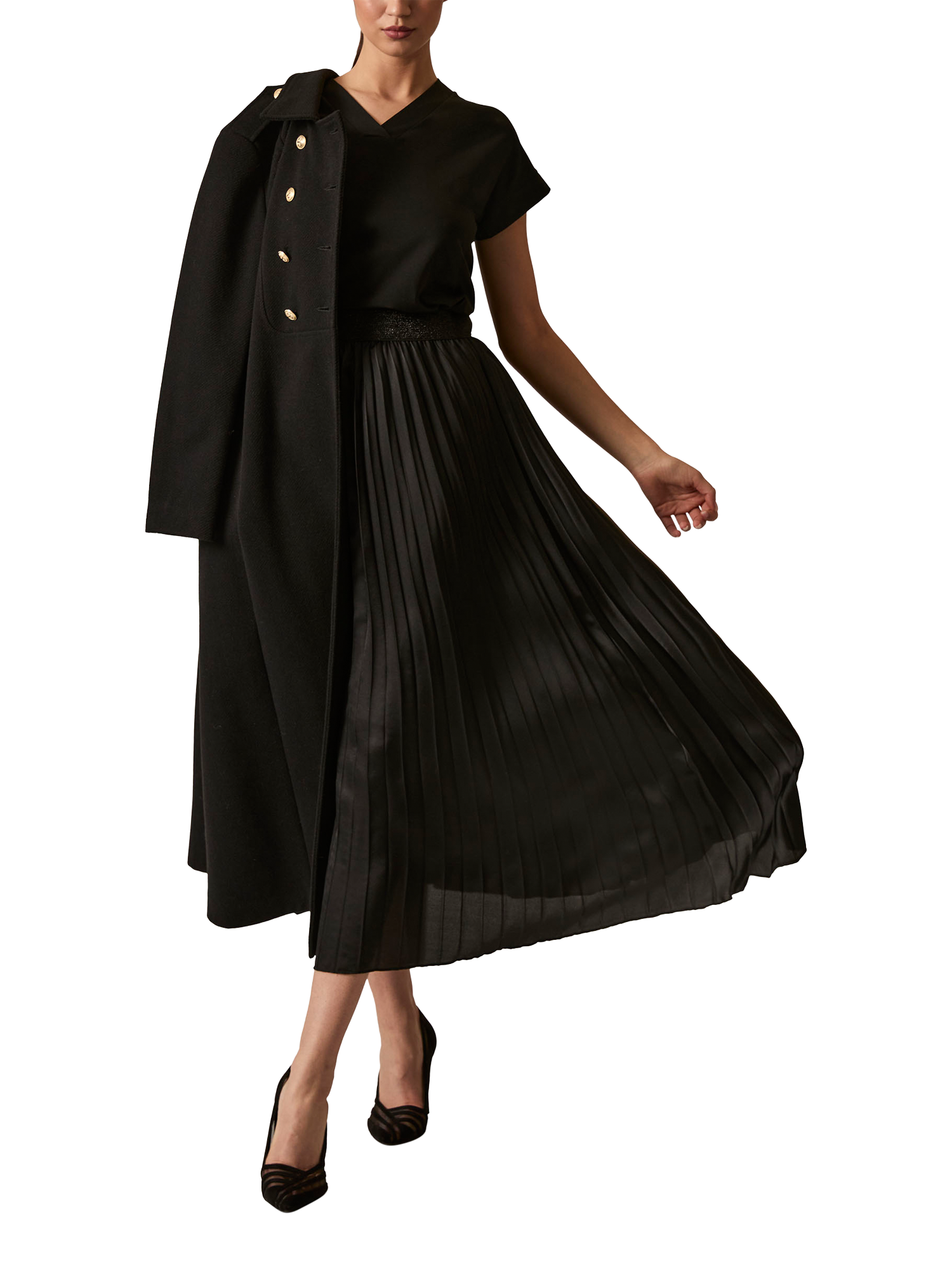 Product image 1 of 5, which shows James Lakeland Pleated Maxi Skirt, Black, 8