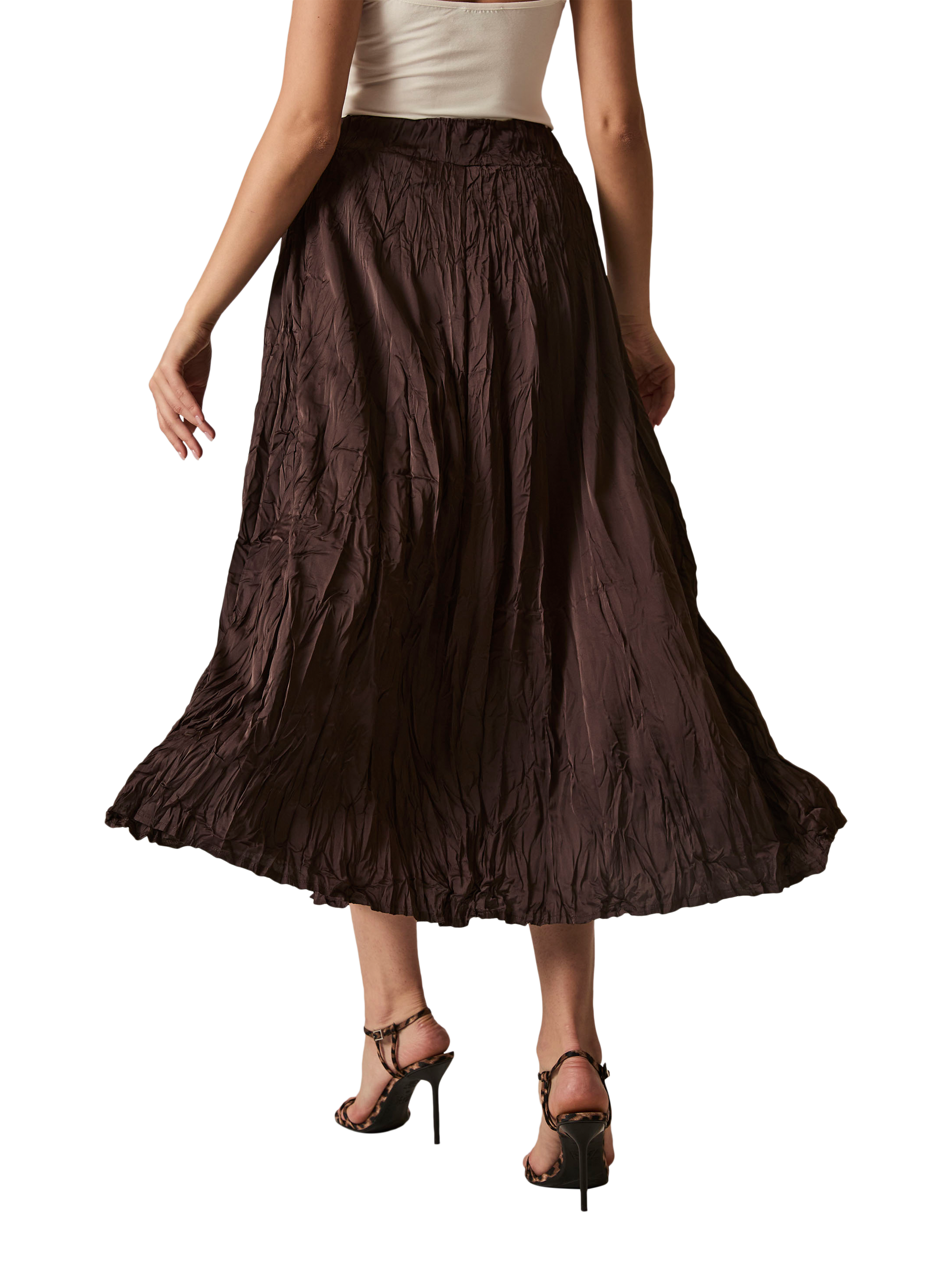 Product image 2 of 4, which shows James Lakeland Crinkled Maxi Skirt, Brown, 12