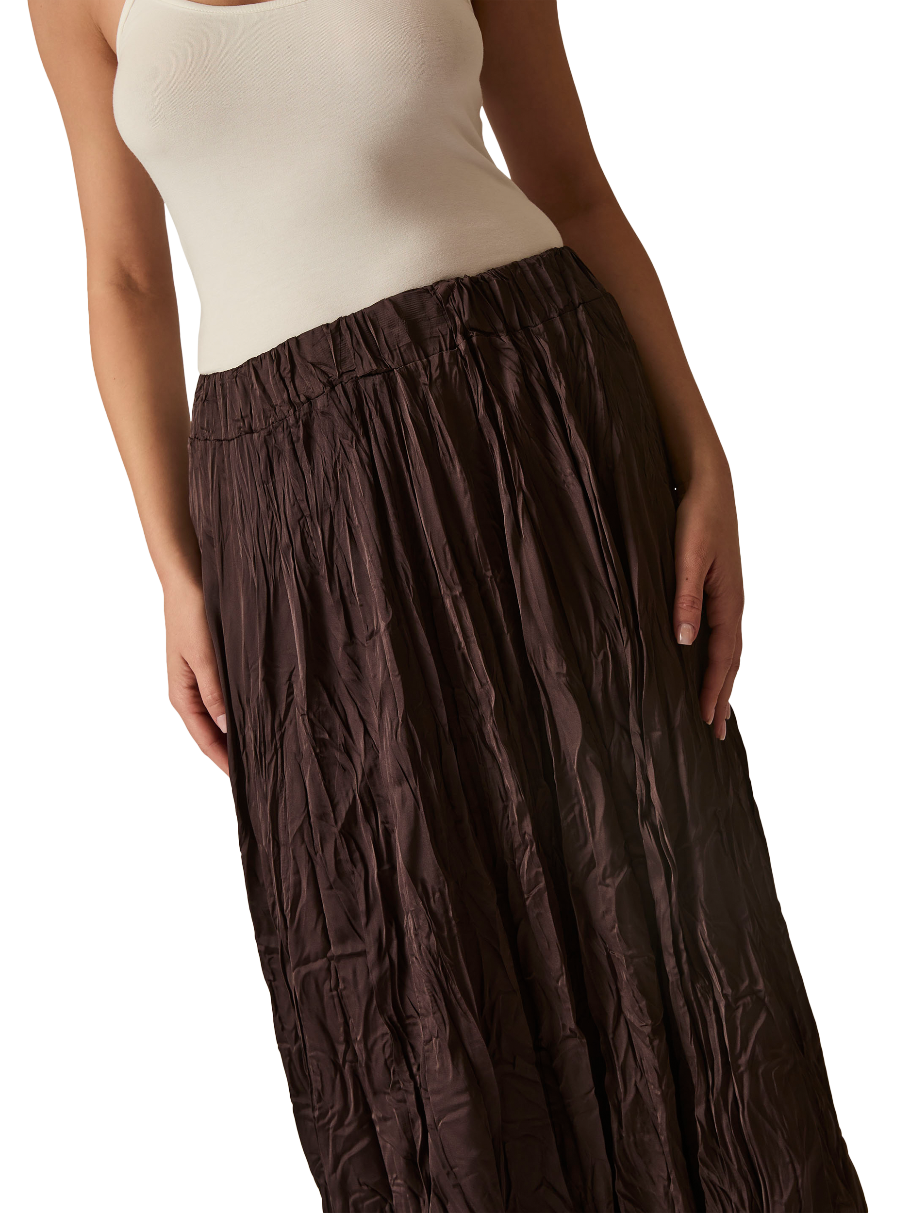 Product image 4 of 4, which shows James Lakeland Crinkled Maxi Skirt, Brown, 12