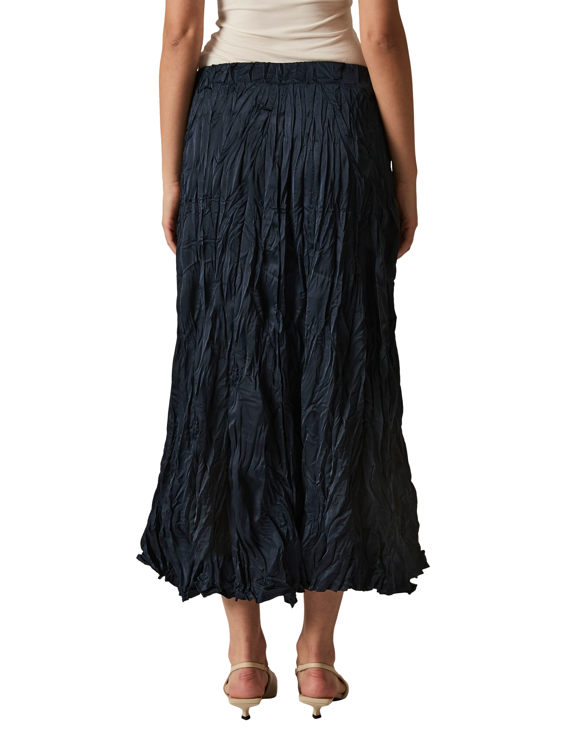 Product image 2 of 6, which shows James Lakeland Crinkled Maxi Skirt, Navy, 8