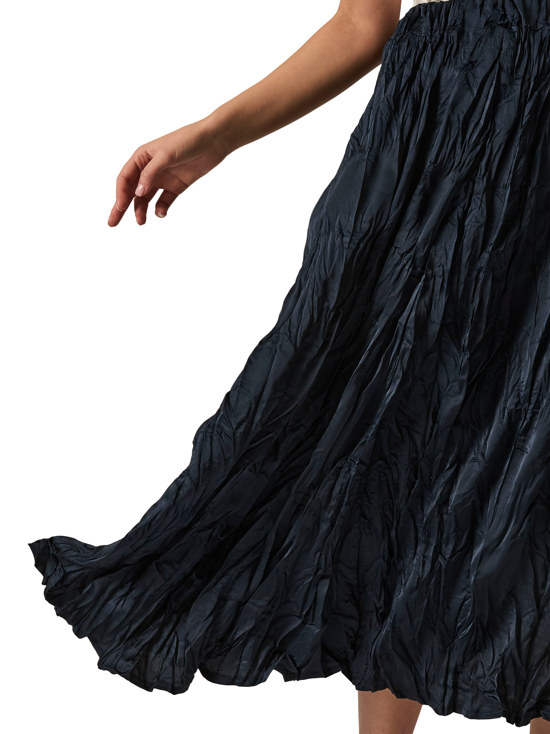 Product image 4 of 6, which shows James Lakeland Crinkled Maxi Skirt, Navy, 8