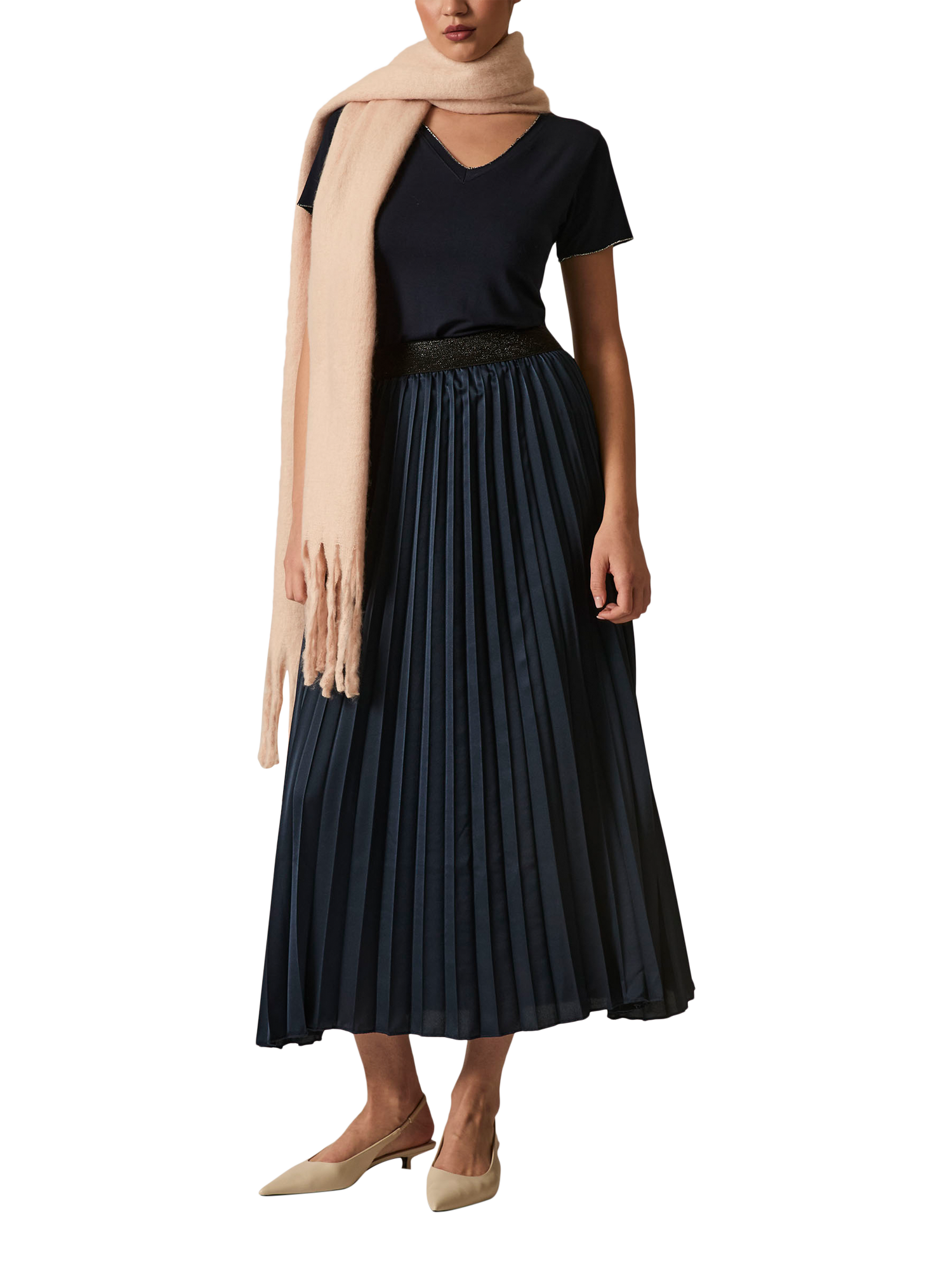 Product image 4 of 5, which shows James Lakeland Pleated Maxi Skirt, Navy, 8