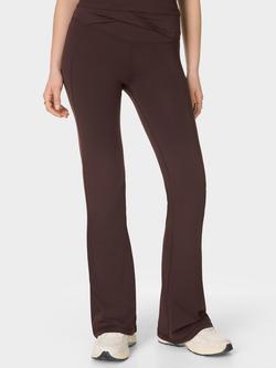 Sweaty Betty All Day 32" Soft Twist Flared Trousers, Brown - view 2, Brown