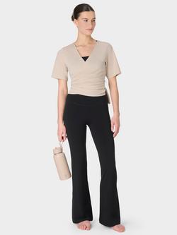 Sweaty Betty Ultimate Studio 30" Ribbed Flared Yoga Trousers, Black, Black