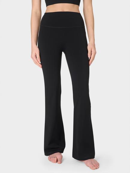 Sweaty Betty Ultimate Studio 30" Ribbed Flared Yoga Trousers, Black, Black