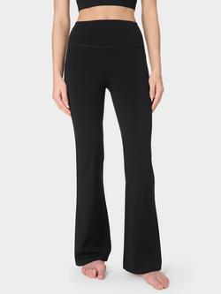 Sweaty Betty Ultimate Studio 30" Ribbed Flared Yoga Trousers, Black - view 2, Black