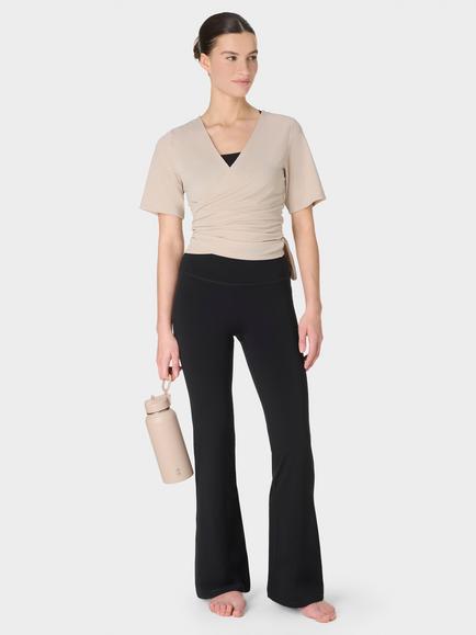 Sweaty Betty Ultimate Studio 30" Ribbed Flared Yoga Trousers, Black - view 2, Black