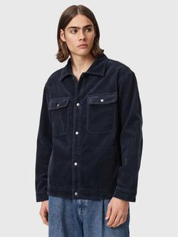AllSaints Castleford Organic Cotton Shacket, Moonlit Blue