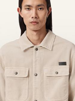 AllSaints Castleford Organic Cotton Shacket - view 2, Pebble White
