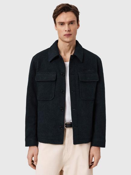 AllSaints Cayson Wool Blend Shacket, Agate Blue