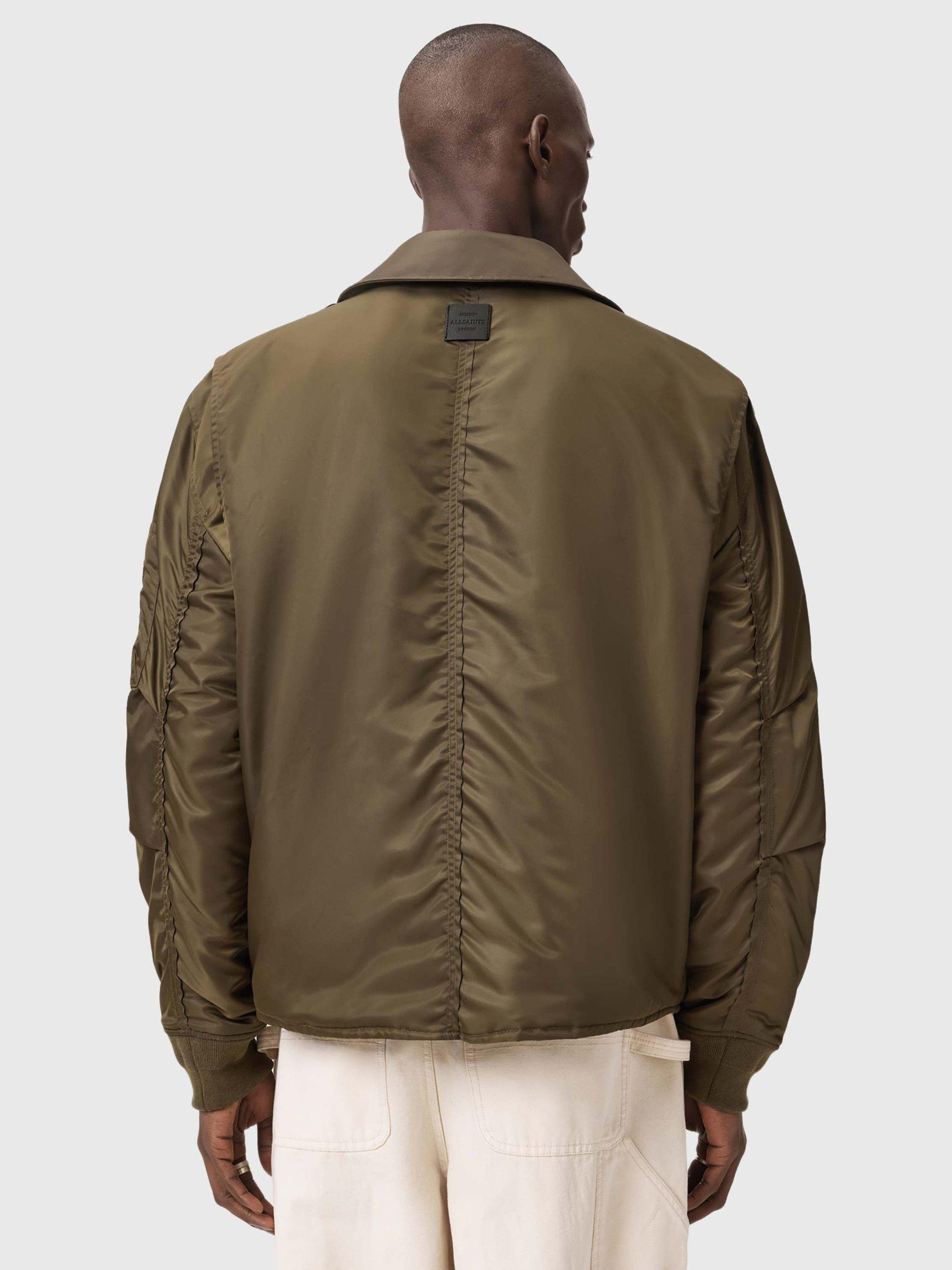 Product image 2 of 7, which shows AllSaints Fallon Oversized Bomber Jacket, Khaki Brown, L