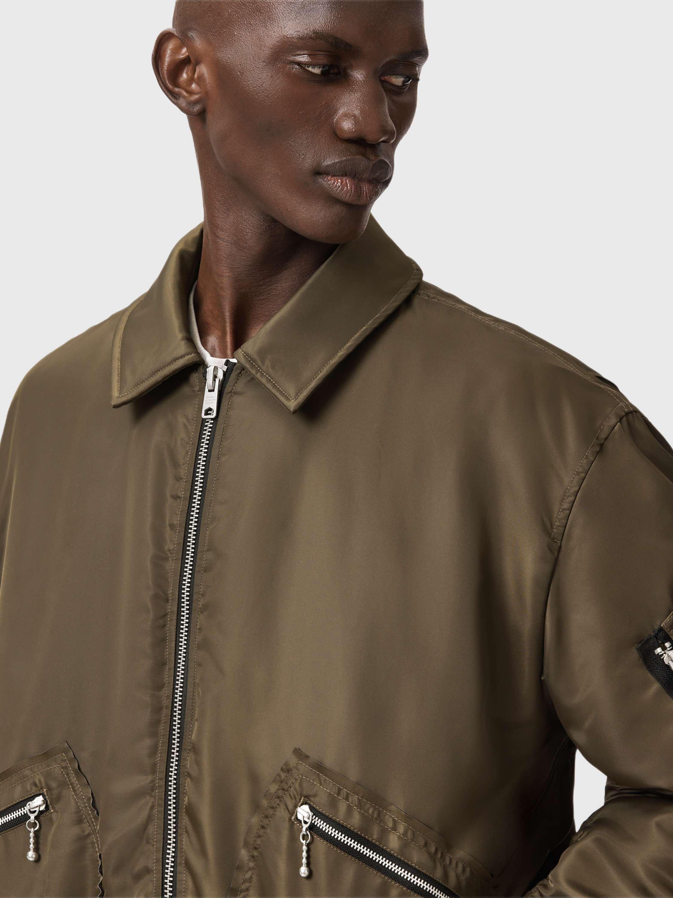 Product image 6 of 7, which shows AllSaints Fallon Oversized Bomber Jacket, Khaki Brown, L