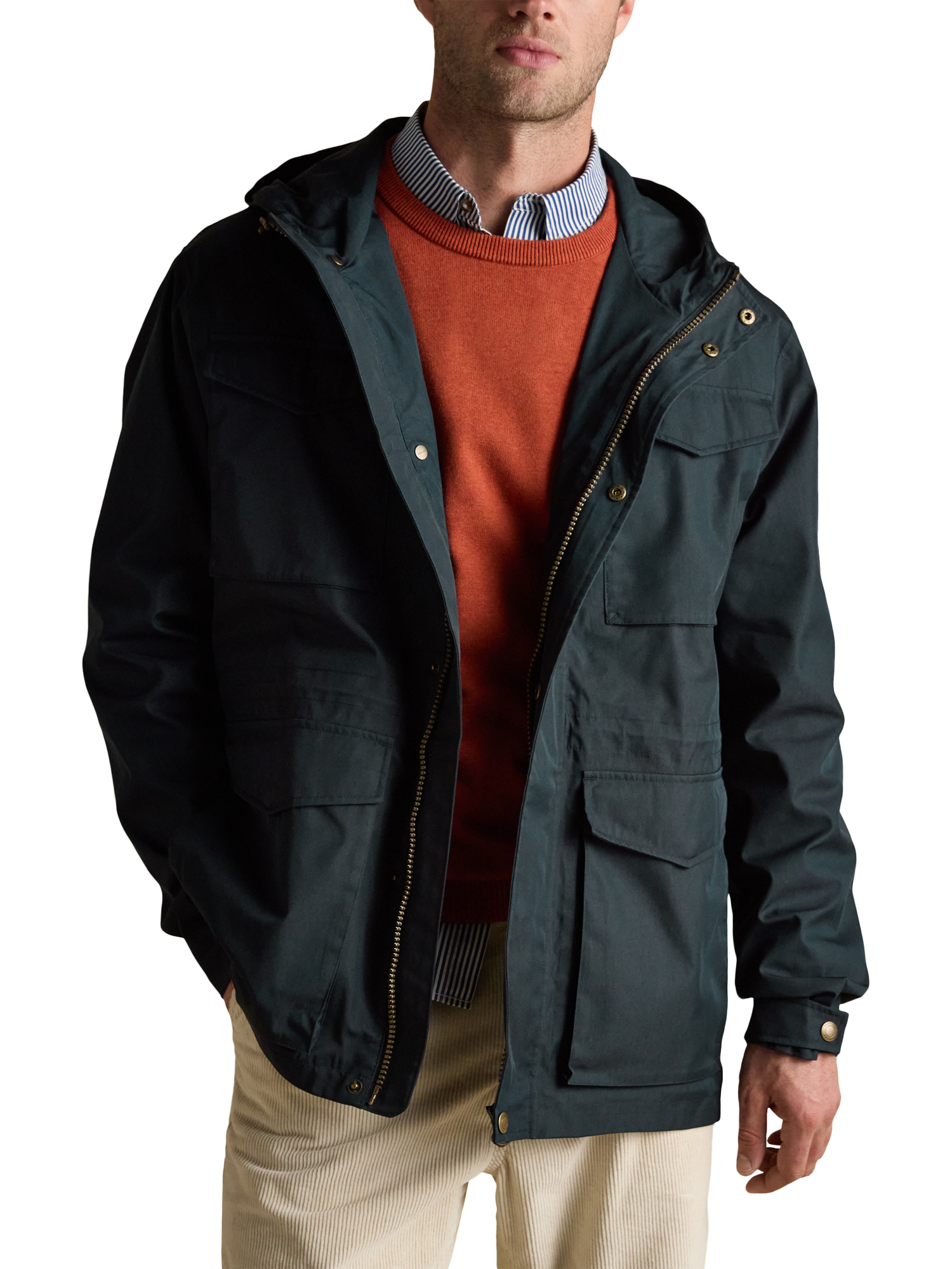 Product image 1 of 10, which shows Joules Portman Waterproof Raincoat, Navy, S