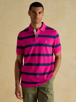 Joules Woody Cotton Regular Fit Short Sleeve Striped Polo Shirt, Navy/White, Pink/Blue