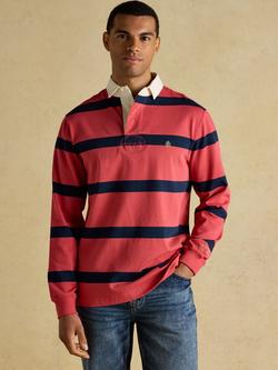 Joules Striped Cotton Rugby Shirt, Blue/White, Red