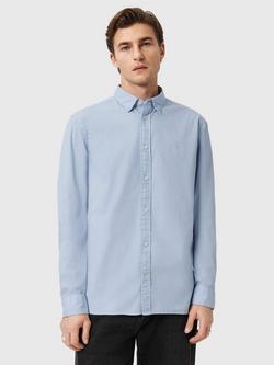AllSaints Hawthorne Cotton Blend Regular Fit Shirt, Villa Blue, Villa Blue