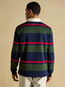 Joules Onside Rugby Club Striped Cotton Rugby Shirt, Blue/Green - view 2, Blue/Green