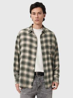 AllSaints Lumley Loose Fit Long Sleeve Shirt, Pale Olive Green, Pale Olive Green