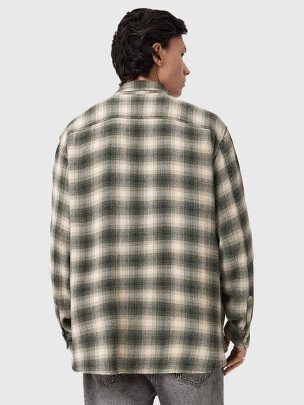 AllSaints Lumley Loose Fit Long Sleeve Shirt, Pale Olive Green - view 2, Pale Olive Green