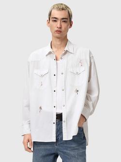 AllSaints Portman Loose Fit Long Sleeve Shirt, White, White