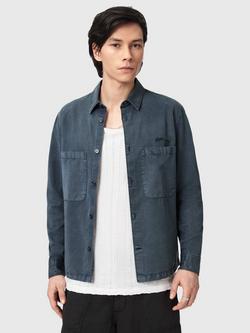 AllSaints Rohdi Long Sleeve Overshirt, Dark Steel Blue, Dark Steel Blue