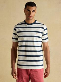 Joules Cotton Regular Fit Short Sleeve Stripe T-Shirt, Navy/White