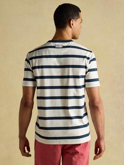 Joules Cotton Regular Fit Short Sleeve Stripe T-Shirt - view 2, Navy/White