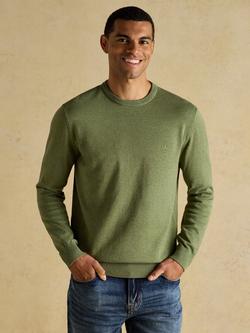 Joules Hillside Cotton Crew Neck Jumper, Khaki Green, Khaki Green