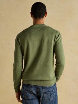 Joules Hillside Cotton Crew Neck Jumper, Khaki Green - view 2, Khaki Green