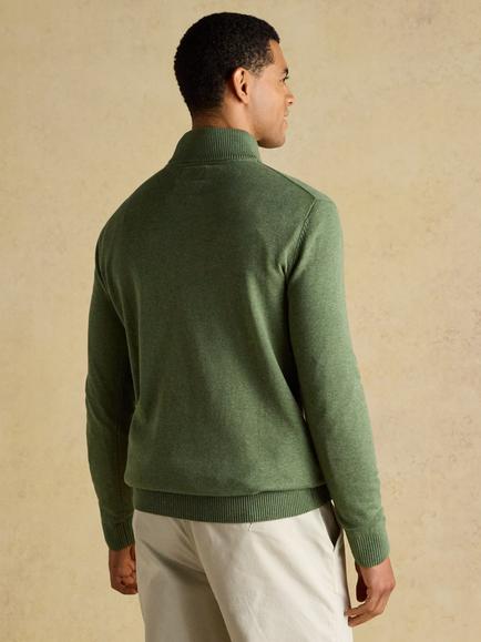 Joules Cotton Quarter-Zip Jumper - view 2, Khaki Green
